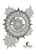 Sun and moon mandala design incorporating tattoo design idea