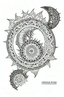 Sun and moon mandala design incorporating tattoo design idea