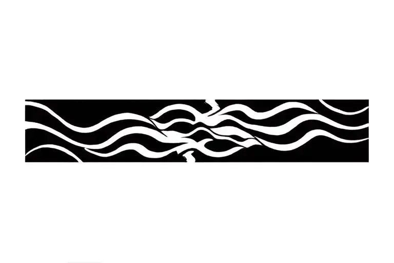 I currently have a band of two thin parallel lines around my bicep. I want to convert them into blackwork waves.  tattoo design idea