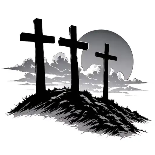 The 3 crosses on the hill  tattoo design idea