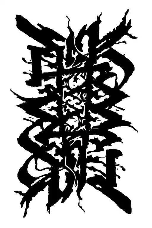 Raw Blackwork Chaotic Bold Strokes Flow Brutalist Dark Abstract Lettering tattoo design idea