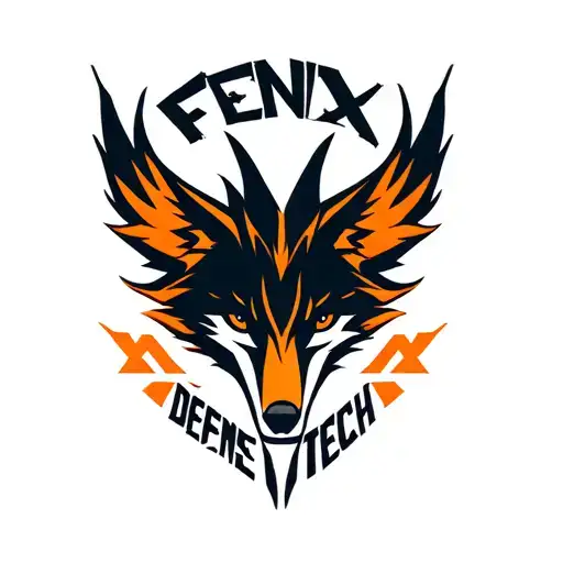 "Fenix Defense Tech" Military Style Fox Head with Phoenix Body with strength logo tattoo design idea