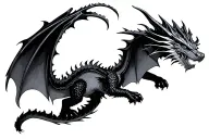 dragon with wings spread facing front tattoo design idea