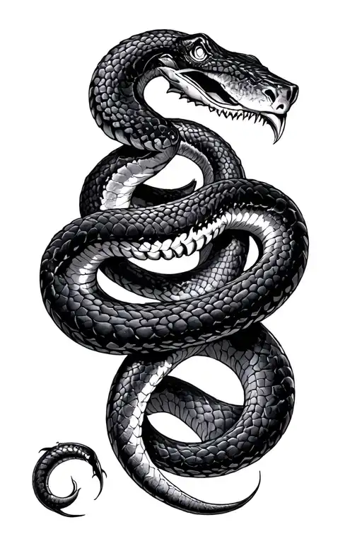narsil with venomous snake intertwined tattoo design idea