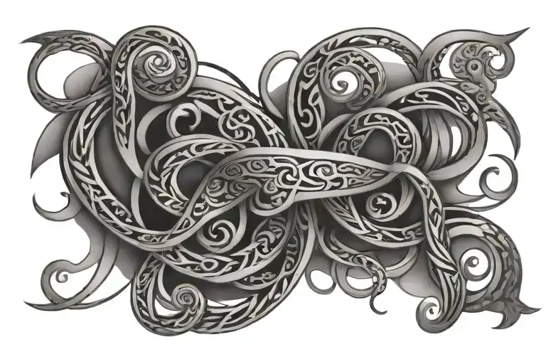Dantes and Allevelle tribal names entwined together tattoo design idea