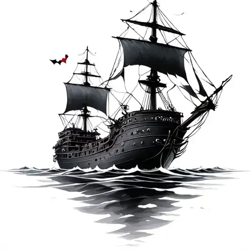 black pearl ship tattoo design idea