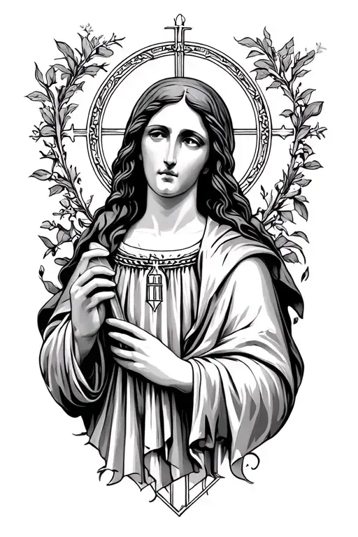 small Saint Jude symbolism using feminine religious symbols tattoo design idea