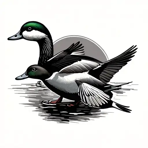 hunting ducks flying towards tattoo design idea