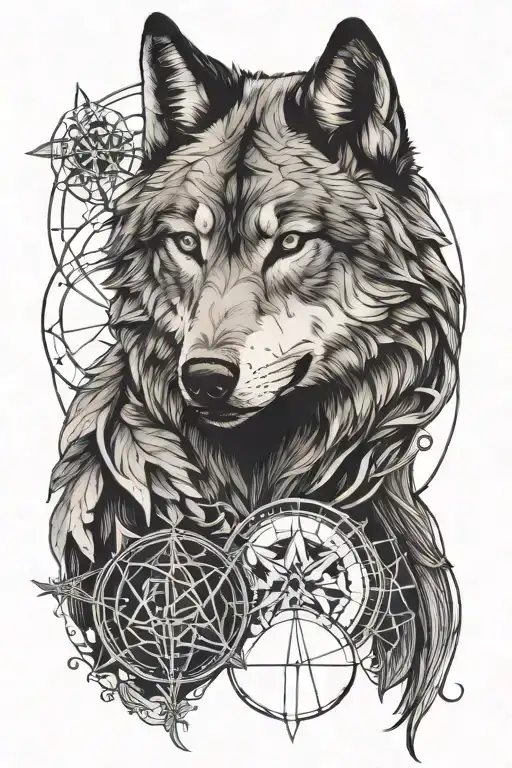 wolf quantum geometry astrology symbols tattoo design idea
