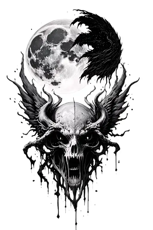 Bloodborne amygdala and full moon tattoo design idea