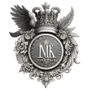 Roman numeral dates and family crest heraldry crown wings tattoo design idea