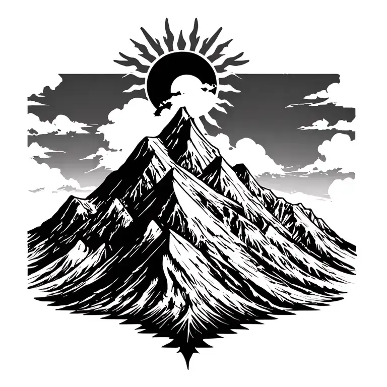 mount Kailash with a Sun on top half tattoo design idea