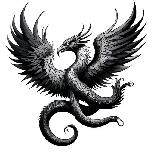 phoenix serpent tattoo design idea