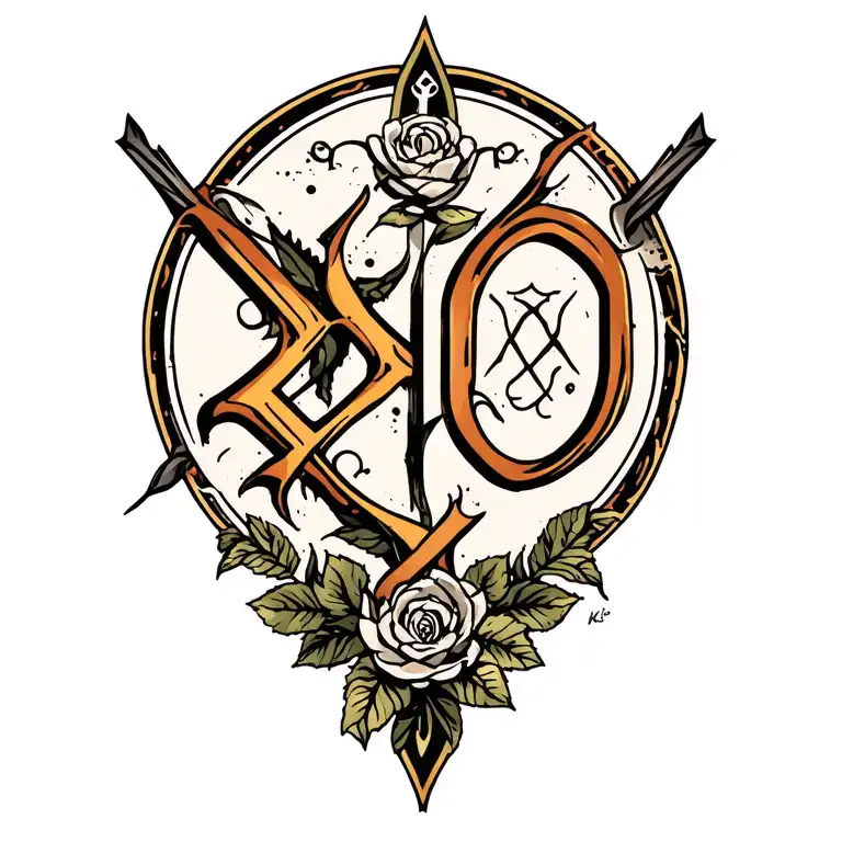 XO logo combined tattoo design idea