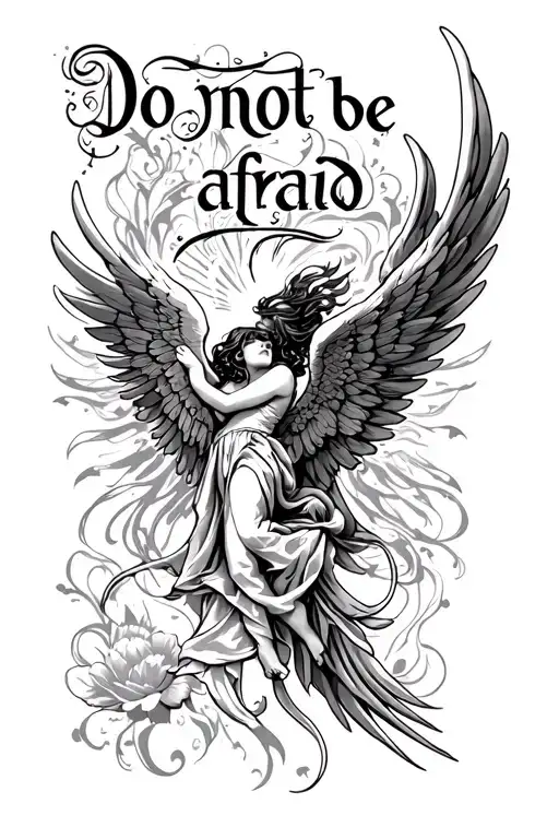"Do not be afraid" seraphim angels wings and eyes only tattoo design idea
