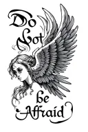 "Do not be afraid" seraphim angels wings and eyes only tattoo design idea