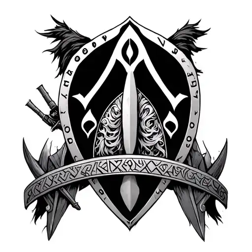 Design me a tattoo that has Freya the Viking goddess, the runic shield, Viking ship and Viking warrior tattoo design idea