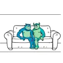 mike and sully (monsters inc) sitting on the couch from friends tattoo design idea