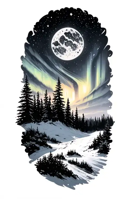 alaska big dipper Northern lights tattoo design idea