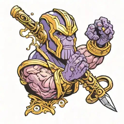 thanos from squid games battling tattoo design idea