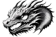 dead eyes white dragon tattoo design idea