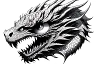 dead eyes white dragon tattoo design idea
