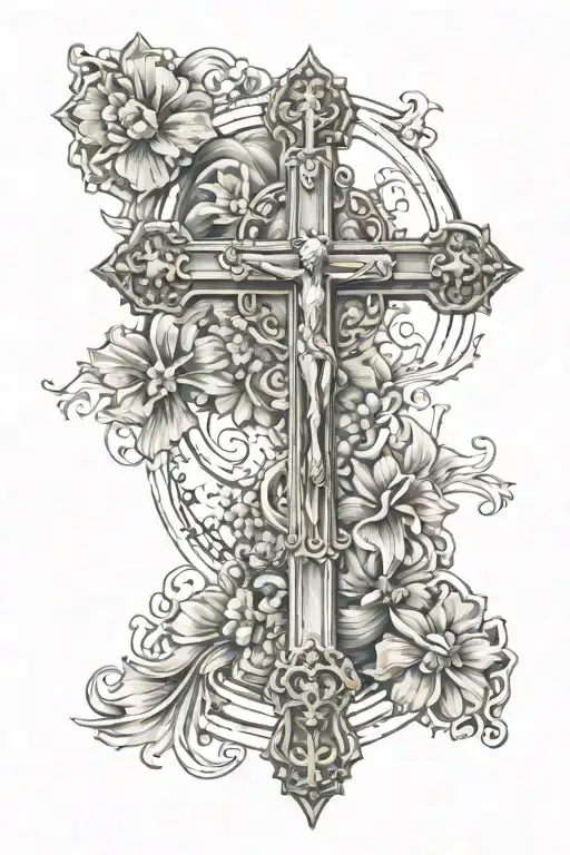 catholic cross tattoo design idea