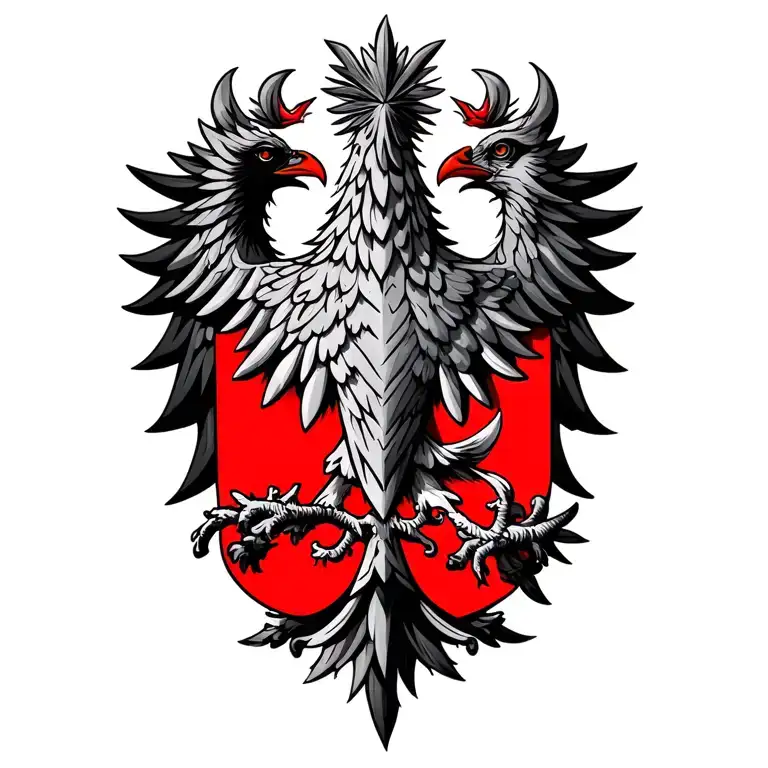 Albanian double headed eagle crest red background black tattoo design idea