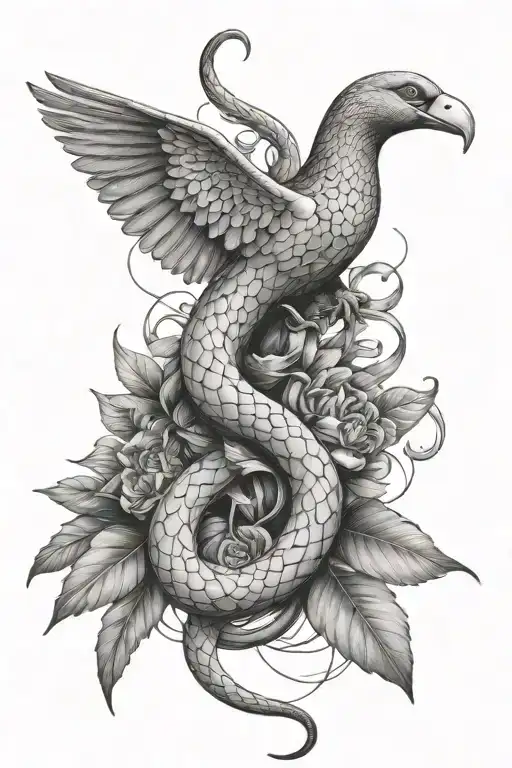 snake and dove tattoo design idea