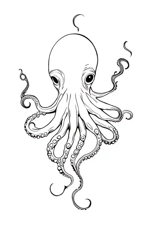octopus gracefully swimming tattoo design idea