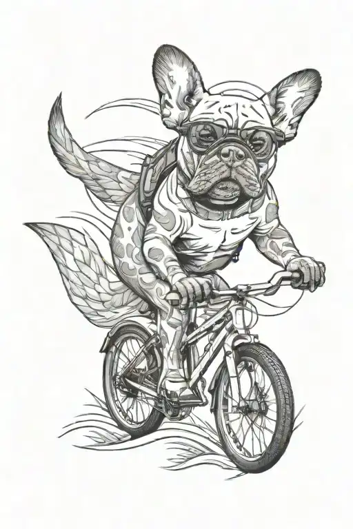 cycling, trout, French bulldog, Wyoming, ecology tattoo design idea