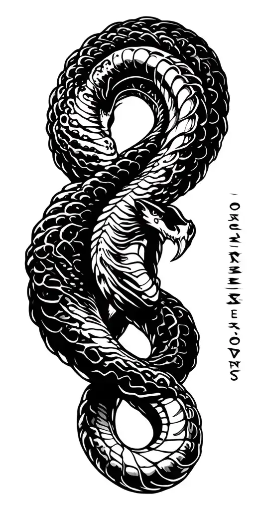 serpent circling arm, with son's name tattoo design idea