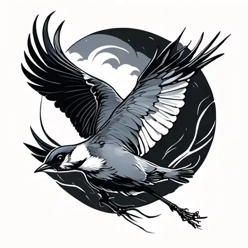bird flying tattoo design idea