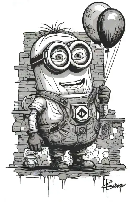 minion banksy balloon boy tattoo design idea