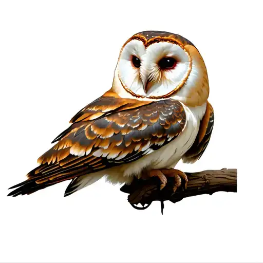 fine line barn owl tattoo design idea