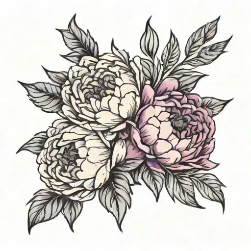 Burgundy peonies tattoo design idea