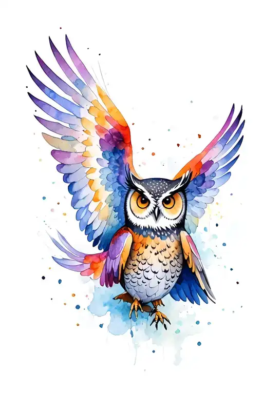 Owl spread wings tattoo design idea