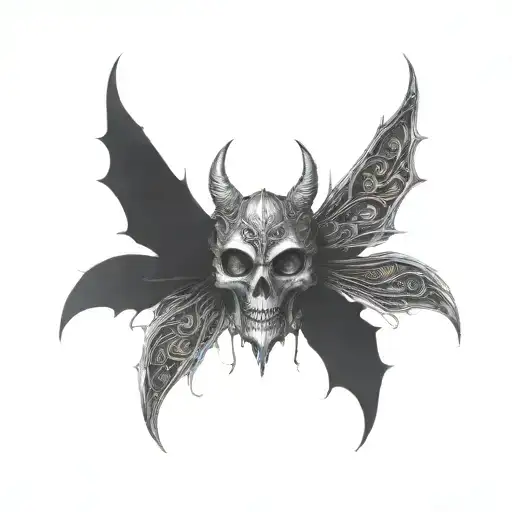 seraphim, 6 bat wings, centre eye, dark tattoo design idea