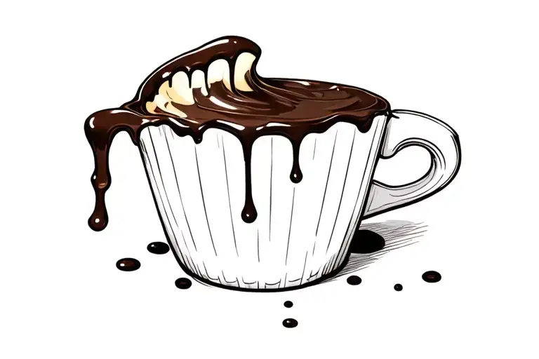 reese cup bitten into with chocolate dripping tattoo design idea