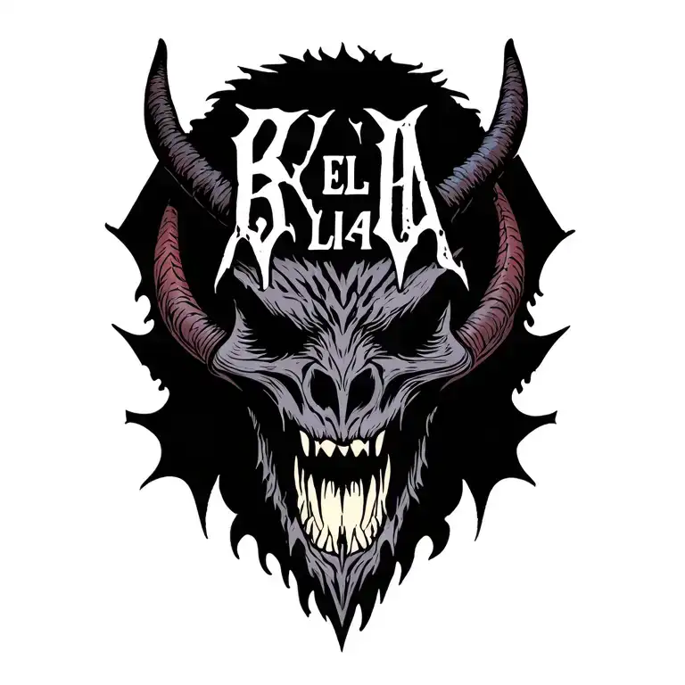 "B E L I A L" BELIAL DEMON tattoo design idea