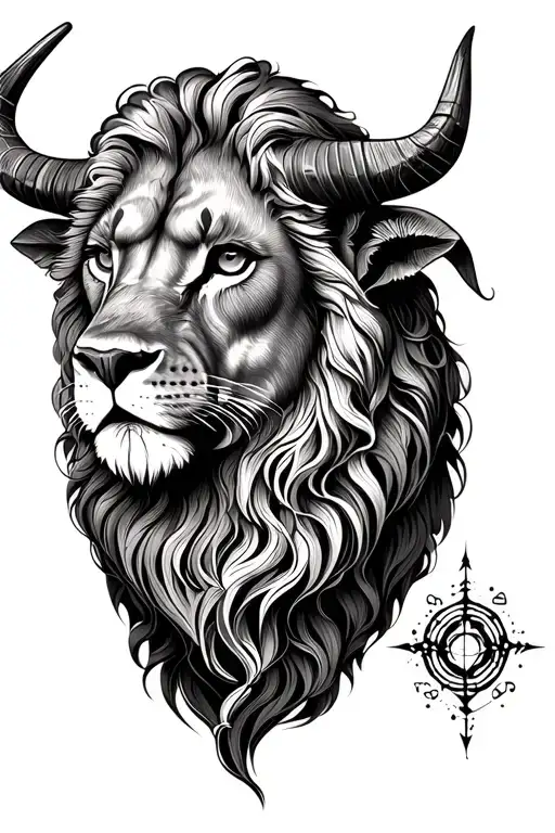 Leo combined with Taurus zodiac symbol tattoo design idea