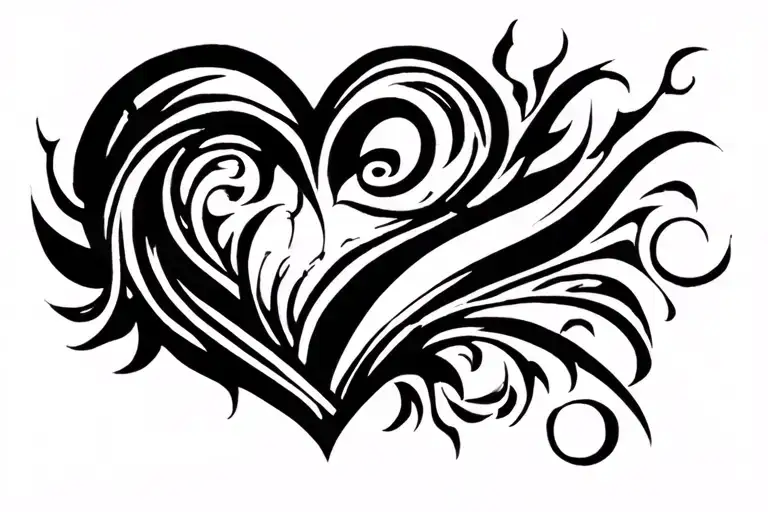 tribal heart for lower back part tattoo design idea