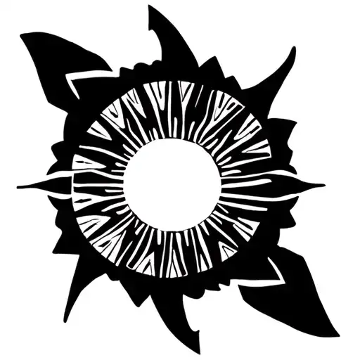 The half - sun is half-circled with one beam in the Middle, long and short, triangular and linear. tattoo design idea