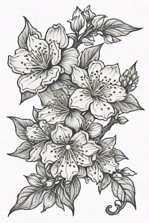 cherry blossom with trinacria symbol on the Sicilian tattoo design idea
