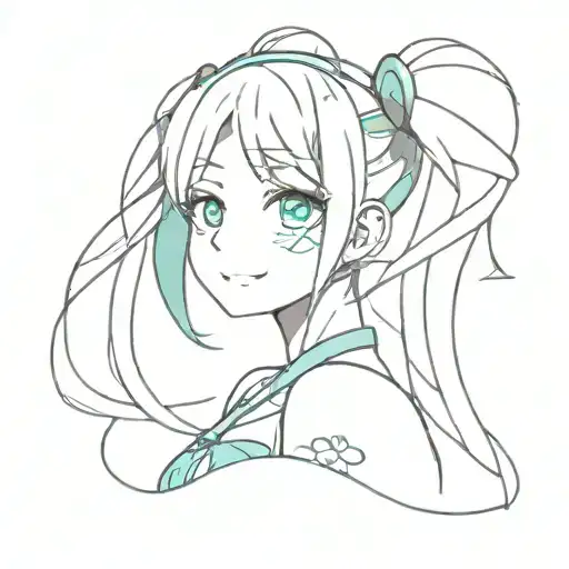 Miku Hatsune smiling tattoo design idea