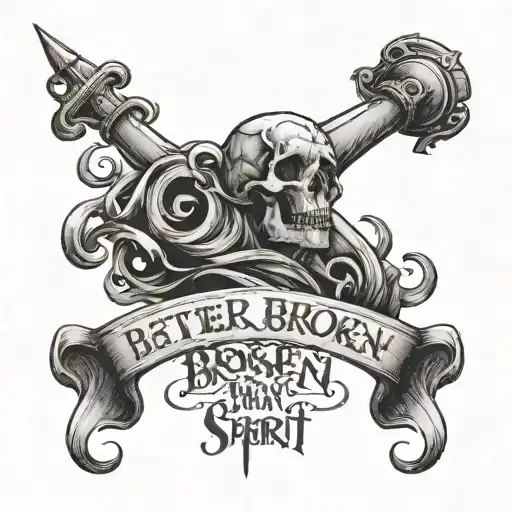 better a broken bone than a broken spirit quote written tattoo design idea
