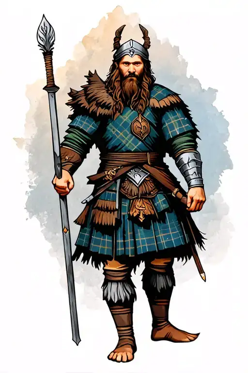 Scottish Highland warrior tattoo design idea