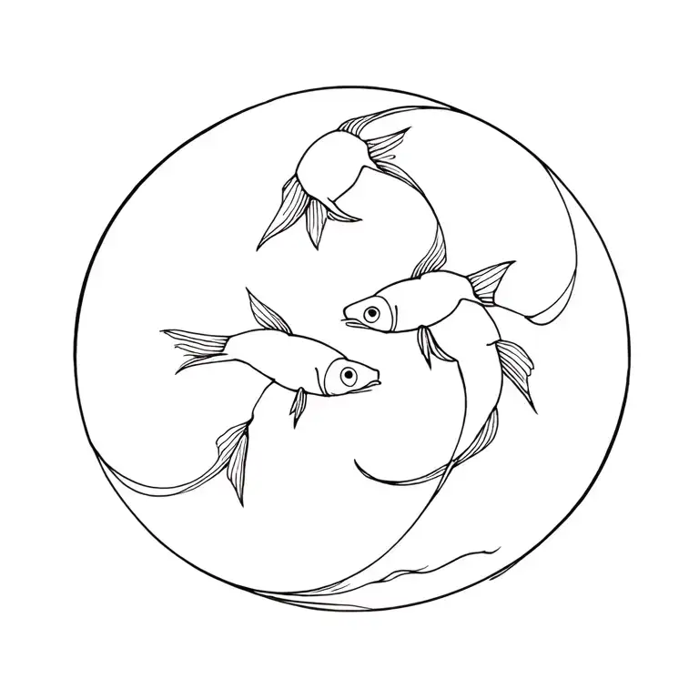 jing and jang koi fish swimming in circle shape tattoo design idea