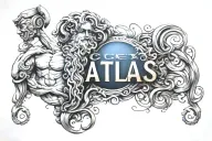 Atlas Greek God name written tattoo design idea