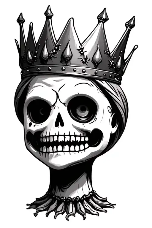 voodoo doll with crown tattoo design idea